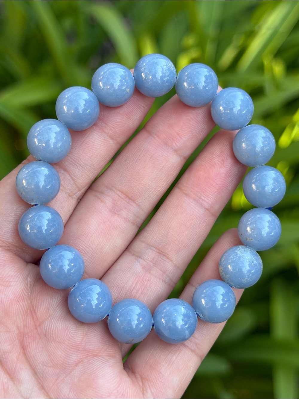 12mm stretchable blue angelite bracelet 1885 - Picture 9 of 9